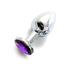 Анальная пробка с кристаллом Small Silver Baby Purple