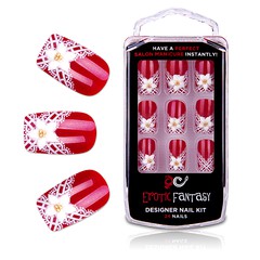Акриловые типсы White Lily с белыми цветами, 24шт