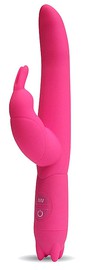 Розовый G-вибратор Sexy Friend с кроликом, силикон, 10 режимов, 22х2,5-2,9см