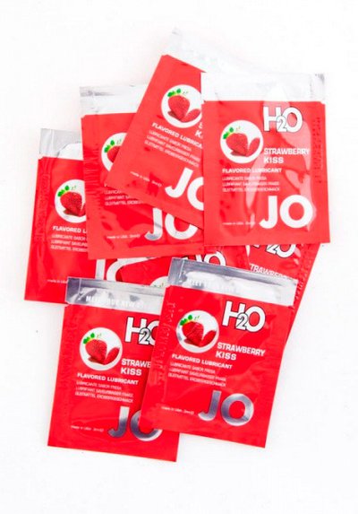 Съедобный лубрикант JO H₂O Strawberry Kiss (Клубника),  пробник 3мл