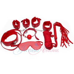 Красный BDSM-набор Classic Set, 7 предметов, искусственная кожа