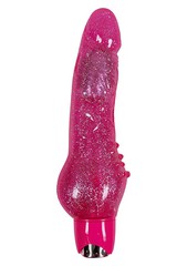 Мощный блестящий вибратор Starlight Gems Aries, розовый, 23,3х3,5-6,5см