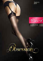 Тонкие чулки под пояс Marlena Fiore® Obsession, черные 20 den, 4/L(50-52р)