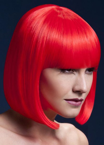 Парик Fever Elise neon-red, sleek bob with fringe (temp до 120°C), неоново-красный, 33см
