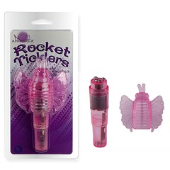 Вибро-массажер Rocket Ticklers с насадкой, розовый, 9,7х2,4см