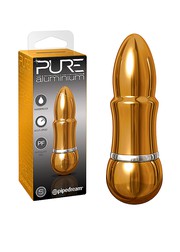 Алюминиевая вибро пуля Pure Aluminium® Gold small, 3 режима, 7,5х2,3см.