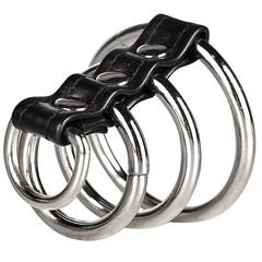 Хомут на пенис из 3 мет. колец и 1 для привязи 3 Ring Gates of Hell