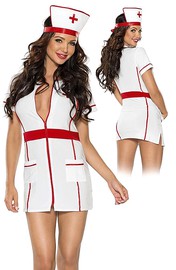 Сексуальный костюм медсестры, белый с красным, S/M(42-46р.)