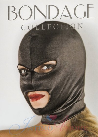 Черная маска на голову Bondage Collections с вырезами для рта и глаз