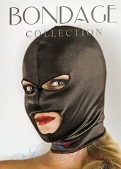 Черная маска на голову Bondage Collections с вырезами для рта и глаз