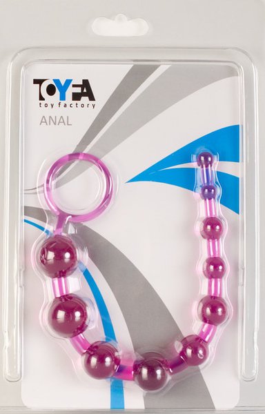 Фиолетовая анальная цепочка, Toyfa, 30х0,8-2,4см