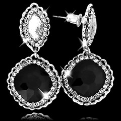 Серьги-гвоздики под серебро с кристаллами Swarovski, 4х2,1см