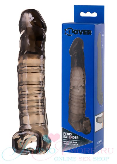 Насадка на п/ч Toyfa® XL Lover Penis Extender, удлинение 7см, черная, 19,5х3,8см