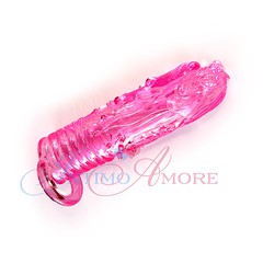 Закрытая стимулирующая насадка "Crystal Sleeve Dragon" с кольцом на мошонку, 13см