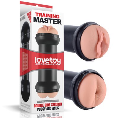 Двусторонний мастурбатор lovetoy® Training Master 8,6' (вагина-попка) в футляре, киберкожа, 22см