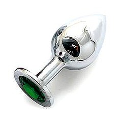 Анальная пробка с кристаллом Large Silver Emerald