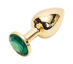 Анальная пробка с кристаллом Small Gold Emerald