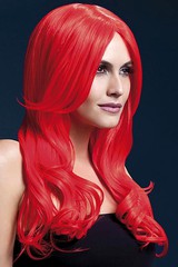 Парик Fever Khloe neon-red, long wave with centre parting (temp до 120°C), неоново-красный, 66см