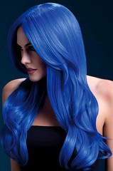 Парик Fever Khloe neon-blue, long wave with centre parting (temp до 120°C), неоново-синий, 66см