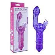 Вибратор Bulb со стимулятором клитора и G-точки, фиолетовый, 10 режимов, 19,4х5,4см