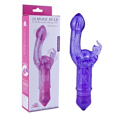 Вибратор Bulb со стимулятором клитора и G-точки, фиолетовый, 10 реж, 19,4х5,4см