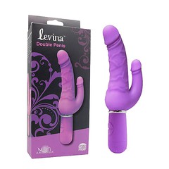 Вибратор Levina Double Penis для двойного проникновения, силикон, 10 режимов, 21,5см