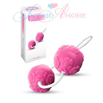 Вагинальные шарики BestSeller Flower Balls, розовый силикон, 75гр/3,2см