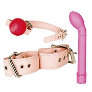 Набор Beladonna's tie me, spabk me & fuck me kit: кляп, наручники, G-вибратор