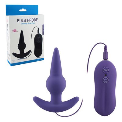 Анальная вибропробка Bulb Probe Vibrating Anal Plug, 10 реж, фиолетовый силикон, 10х3см