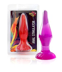 Анальная пробка Anal Stimulator на присоске, малиновая, 14,5х3,7см
