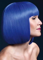 Парик Fever Elise neon-blue, sleek bob with fringe (temp до 120°C), неоново-синий, 33см