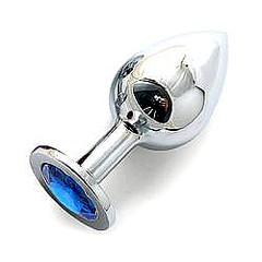 Анальная пробка с кристаллом Large Silver Water Blue
