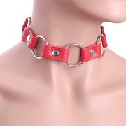 Красный ошейник Sitabella® BDSM с кольцами, натуральная кожа