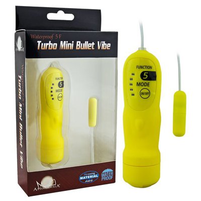 Виброяйцо Turbo Mini (для сосков, клитора, мошонки), 5 реж, желтое, 2,9х0,8см
