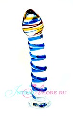 Стеклянный фаллоимитатор с голубой ленточкой Sexus Glass 16,5см