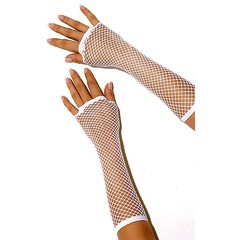 Длинные белые перчатки-митенки в сетку, OS(42-46р)