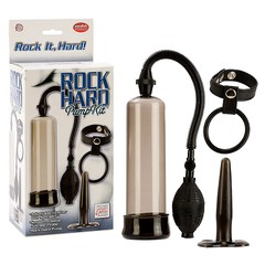 Мужской набор Rock Hard pump kit™ (вакуумная помпа, пробка, кольцо), 18,5х5,5см