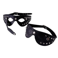 Маска черная Sitabella® BDSM, открывающаяся, натуральная кожа