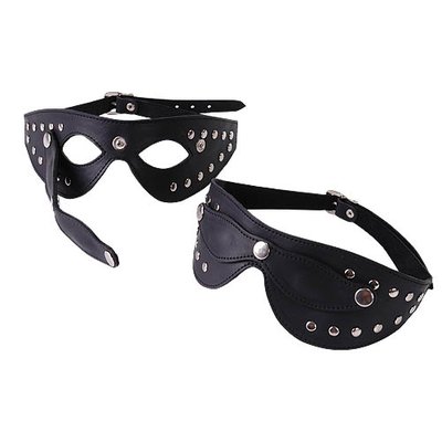 Маска черная Sitabella® BDSM, открывающаяся, натуральная кожа