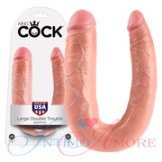 Фаллоc для двойного проникновения King cock® U-shaped large double, 21х3,3/4,3см.