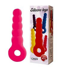 Анальный стимулятор Candy с кольцом, розовый силикон, 16,5х2,5-3,3см