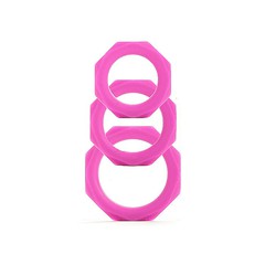 Набор из 3-х эрекционных колец Octagon Lings, розовый силикон, 2,5/3/3,5см