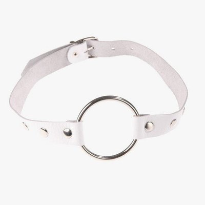Кляп с кольцом Sitabella® BDSM, нат/кожа, белый, d3,8см