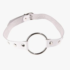Кляп с кольцом Sitabella® BDSM, нат/кожа, белый, d3,8см