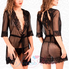 Халат FlirtOn с кружевной спинкой (прозрачный), (42-44р)