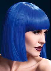 Парик Fever Lola blue, blunt cut bob with fringe (temp до 120°C), синий, 30см