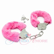 Металлические наручники Furry cuffs с мехом, розовые