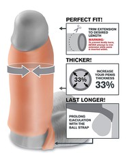 Утолщающая на 33% насадка Real Feel Enhancer XL 7' из Fanta Flesh® с петлей на мошонку, 17,8х4см