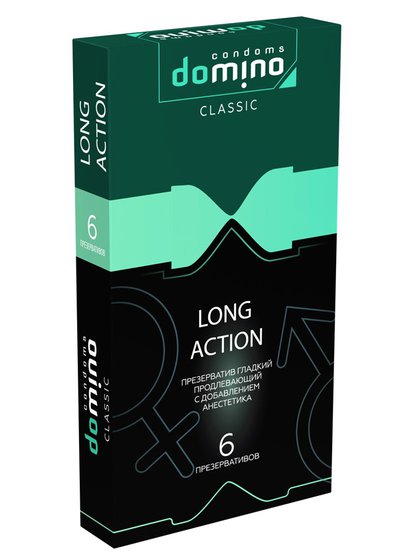 Презервативы Domino Classic Long Action, продлевающие, 180х52, 1уп/6шт, годен до 05.27г