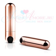 Супермощная вибропуля Rosy Gold Nouveau Bullet Vibrating, 10 реж, аккумулятор, золотистая, 7,5х2см